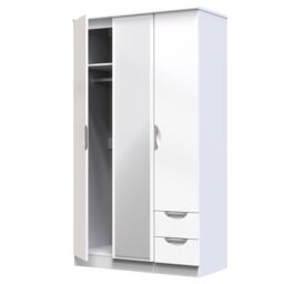 Ready Assembled 2 U Holborn Tall Triple Mirror + Drawer Wardrobe (Ready Assembled) in White - thumbnail 5
