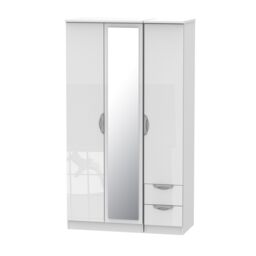 Ready Assembled 2 U Holborn Tall Triple Mirror + Drawer Wardrobe (Ready Assembled) in White - thumbnail 8