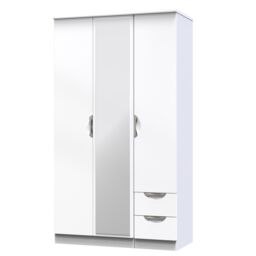 Ready Assembled 2 U Holborn Tall Triple Mirror + Drawer Wardrobe (Ready Assembled) in White - thumbnail 3