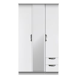 Ready Assembled 2 U Holborn Tall Triple Mirror + Drawer Wardrobe (Ready Assembled) in White - thumbnail 1