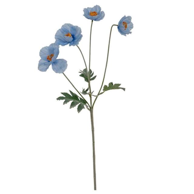 Lemon Pavilion Furniture and Decor Papaver Oppy Spray Artificial Flower - Plastic - L15xW15xH58 cm - Blue