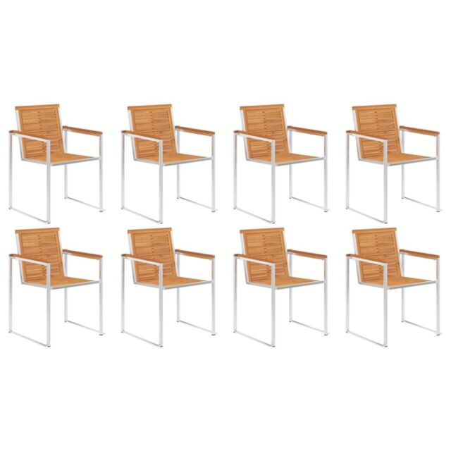 Berkfield Home Garden Chairs 8 pcs Solid Acacia Wood & Stainless Steel in Brown - image 1