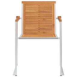 Berkfield Home Garden Chairs 8 pcs Solid Acacia Wood & Stainless Steel in Brown - thumbnail 3