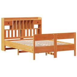 Berkfield Home Bookcase Bed without Mattress Wax Brown 160x200cm Solid Wood Pine - Size: 160x200 cm - thumbnail 3