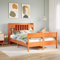 Berkfield Home Bookcase Bed without Mattress Wax Brown 160x200cm Solid Wood Pine - Size: 160x200 cm - thumbnail 2