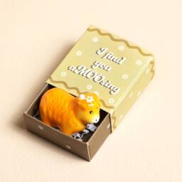 Lisa Angel Ceramic Highland Cow Matchbox Keepsake Token in Orange - thumbnail 1