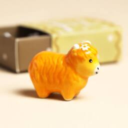 Lisa Angel Ceramic Highland Cow Matchbox Keepsake Token in Orange - thumbnail 2