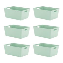 simpa 11L Plastic Studio Organiser Trays with Handles - Set of 6 in Pale Green