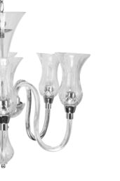 Orsina Glass & Chrome 6 Arm Chandelier, Elegant Glass Lighting Fixture, Chrome Finish Chandelier, Ceiling Light in Silver - thumbnail 4