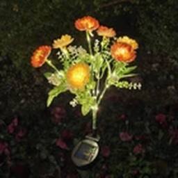 Havendro Orange 7 LED Solar Powered Lotus Flower Stake Lights Garden - thumbnail 1