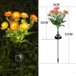Havendro Orange 7 LED Solar Powered Lotus Flower Stake Lights Garden - thumbnail 2
