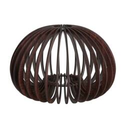Industville Rift Slatted Wooden Mushroom Wooden Pendant Light - Dark in Gold - Size: Medium - thumbnail 3