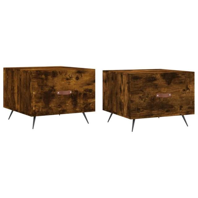 Berkfield Home Coffee Tables 2 pcs Smoked Oak 50x50x40 cm Engineered Wood in Brown - Size: 50 x 50 x 40 cm - image 1