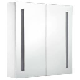 Berkfield Home LED Bathroom Mirror Cabinet 60x14x62 cm in White - Size: 60 x 14 x 62 cm - thumbnail 3