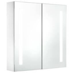 Berkfield Home LED Bathroom Mirror Cabinet 60x14x62 cm in White - Size: 60 x 14 x 62 cm - thumbnail 2