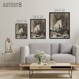 "Artery8 Silk Mercer Bazaar El Ghatasheh Roberts Black Framed Canvas Wall Art in Brown - Size: W12"" x H16""" - thumbnail 4