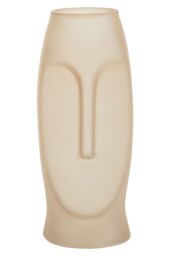 Orsina Gold Sculptural Small Glass Vase, Face Design Decorative Vase, Sculptural Flower Vase, Luxury Glass Vase in Grey