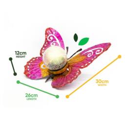 Gardenwize Solar Metal Sunset Butterfly with LED Crackle Ball Garden Light in Pink - thumbnail 2