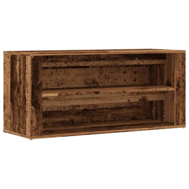 Berkfield Home Shoe Bench Old Wood 100x35x45 cm Engineered Wood in Brown - Size: 100 x 35 x 45 cm - image 1