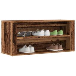 Berkfield Home Shoe Bench Old Wood 100x35x45 cm Engineered Wood in Brown - Size: 100 x 35 x 45 cm - thumbnail 2