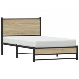 Berkfield Home Metal Bed Frame without Mattress Sonoma Oak 100x200 cm in Brown - thumbnail 4