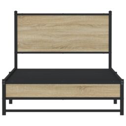 Berkfield Home Metal Bed Frame without Mattress Sonoma Oak 100x200 cm in Brown - thumbnail 5