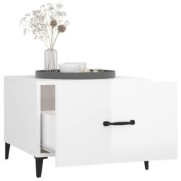 Berkfield Home Coffee Tables with Metal Legs 2 pcs High Gloss White 50x50x40 cm - Size: 50 x 50 x 40 cm - thumbnail 5
