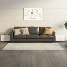 Berkfield Home Coffee Tables with Metal Legs 2 pcs High Gloss White 50x50x40 cm - Size: 50 x 50 x 40 cm - thumbnail 2