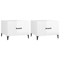 Berkfield Home Coffee Tables with Metal Legs 2 pcs High Gloss White 50x50x40 cm - Size: 50 x 50 x 40 cm - thumbnail 1