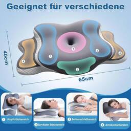 FLAVORA Ultra Pain Relief Cooling Pillow for Neck Support in Grey - Size: Cot - thumbnail 5