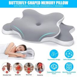 FLAVORA Ultra Pain Relief Cooling Pillow for Neck Support in Grey - Size: Cot