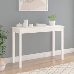 Berkfield Home Console Table White 110x40x75 cm Solid Wood Pine - Size: 110 x 40 x 75 cm - thumbnail 3
