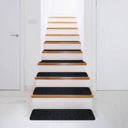 CASART 15PCS Non-Slip Stair Mats 76cm x20cm Stair Treads Carpet Stairway Rugs in Black - Size: 76 cm x20 cm - thumbnail 5