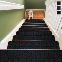CASART 15PCS Non-Slip Stair Mats 76cm x20cm Stair Treads Carpet Stairway Rugs in Black - Size: 76 cm x20 cm - thumbnail 1
