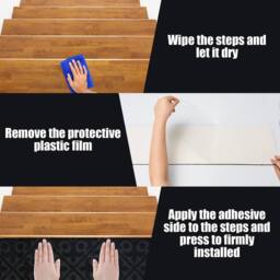 CASART 15PCS Non-Slip Stair Mats 76cm x20cm Stair Treads Carpet Stairway Rugs in Black - Size: 76 cm x20 cm - thumbnail 3