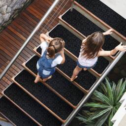 CASART 15PCS Non-Slip Stair Mats 76cm x20cm Stair Treads Carpet Stairway Rugs in Black - Size: 76 cm x20 cm - thumbnail 2