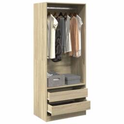 Berkfield Home Wardrobe Sonoma Oak 80x50x200 cm Engineered Wood in Brown - Size: 80 x 50 x 200 cm - thumbnail 1