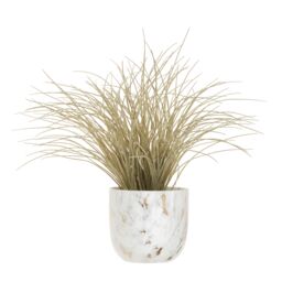 Orsina Fiori Artificial Grass Plant In Ceramic Pot, Faux Plant Decor With Natural Withered Look, Easy Maintenance in White