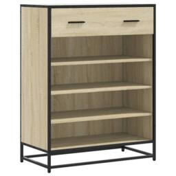 Berkfield Home Shoe Cabinet Sonoma Oak 75x38x97.5 cm Engineered Wood & Metal in Light Brown