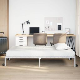 Berkfield Home Bed Frame without Mattress Foldable White 100x190 cm Steel - thumbnail 4