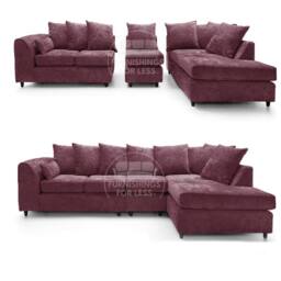 Furnishings For Less UK Monaco Chenille Fabric Large 5 Seater L Shaped Corner Sofa Right Hand Facing in Purple