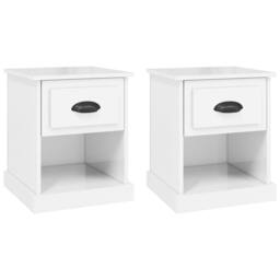 Berkfield Home Bedside Cabinets 2 pcs High Gloss White 39x39x47.5 cm Engineered Wood - thumbnail 1