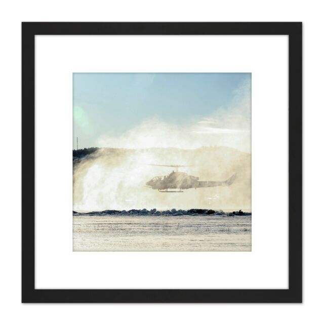 Artery8 Military USA USAF AH-1W Super Cobra Helicopter Photo 8X8 Inch Square Wooden Framed Wall Art Print Picture with Mount in Black - image 1