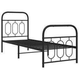 Berkfield Home Metal Bed Frame without Mattress with Footboard Black 75x190cm - Size: 75x190 cm - thumbnail 3