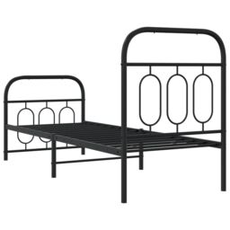 Berkfield Home Metal Bed Frame without Mattress with Footboard Black 75x190cm - Size: 75x190 cm - thumbnail 6