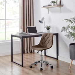 FurnitureboxUK Tessa Brown Velvet & Silver Office Chair