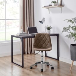 FurnitureboxUK Tessa Brown Velvet & Silver Office Chair - thumbnail 2