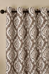 Pineapple Elephant 'Suri Geo' Lined Eyelet Curtains in Natural - Size: 168 cm width x 183 cm drop - thumbnail 2