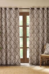 Pineapple Elephant 'Suri Geo' Lined Eyelet Curtains in Natural - Size: 168 cm width x 183 cm drop - thumbnail 1