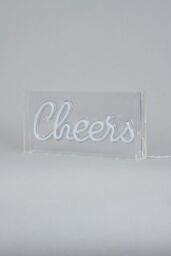 BHS Lighting Glow Cheers Neon Light Box Table Lamp in White - thumbnail 2